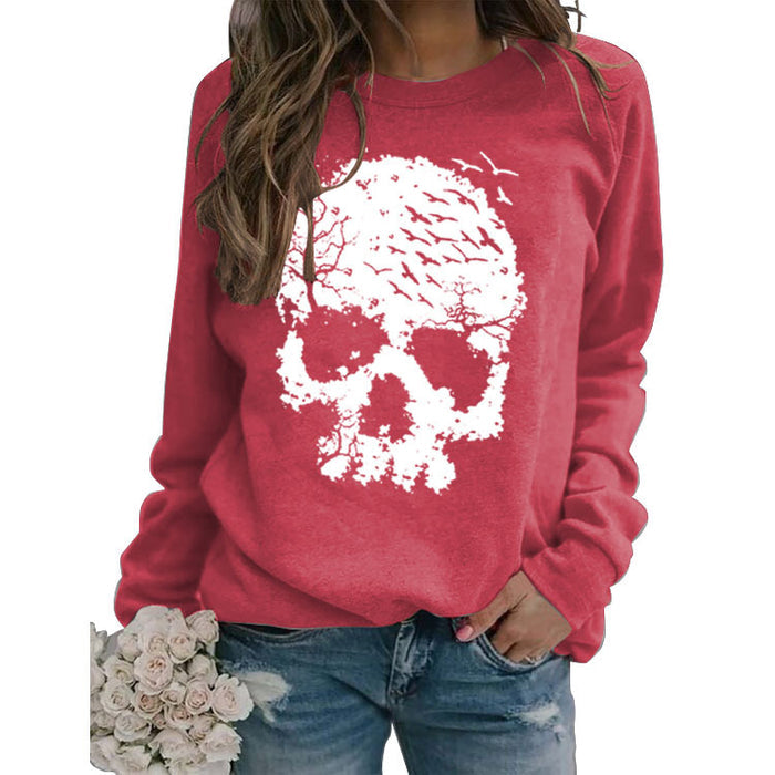 Round Neck Tops Long Sleeve Print Loose Letter Splicing Sweatshirt