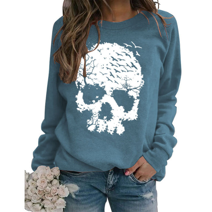 Round Neck Tops Long Sleeve Print Loose Letter Splicing Sweatshirt