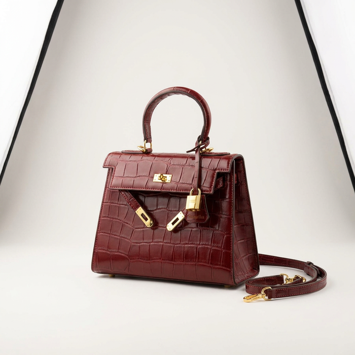 Ruby Red Kelly-Style Stone-Pattern Bridal Bag | Canada