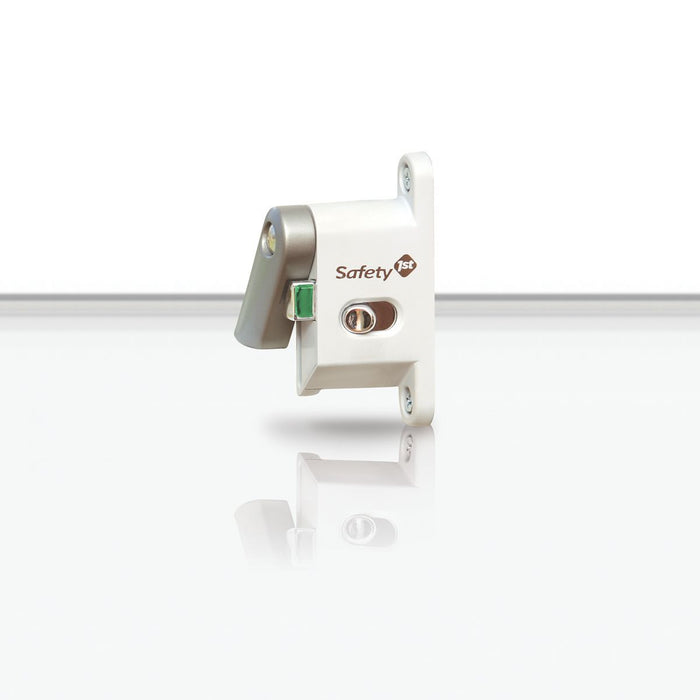 White child safety lock for sliding doors and windows from Toshi Baby, easy door child lock
