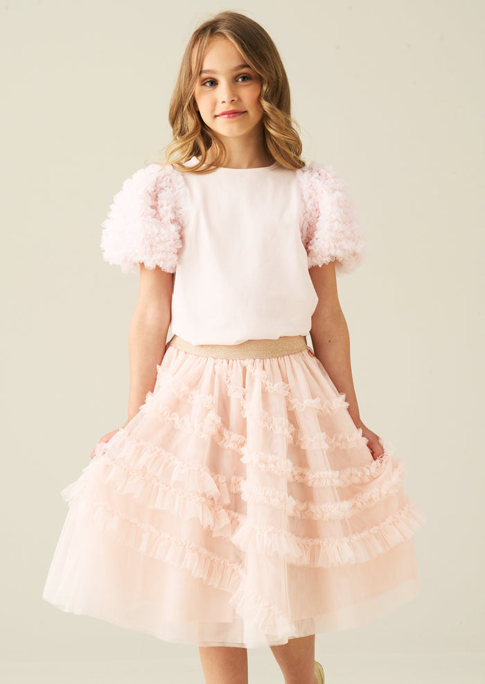 Sallie Asymmetric Mesh Skirt