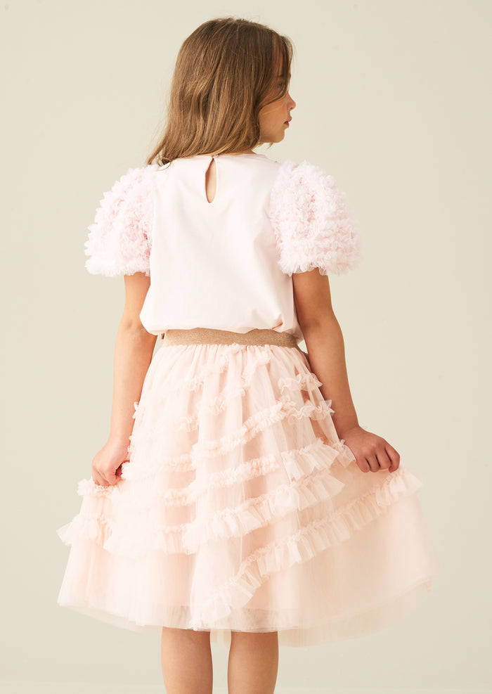 Sallie Asymmetric Mesh Skirt