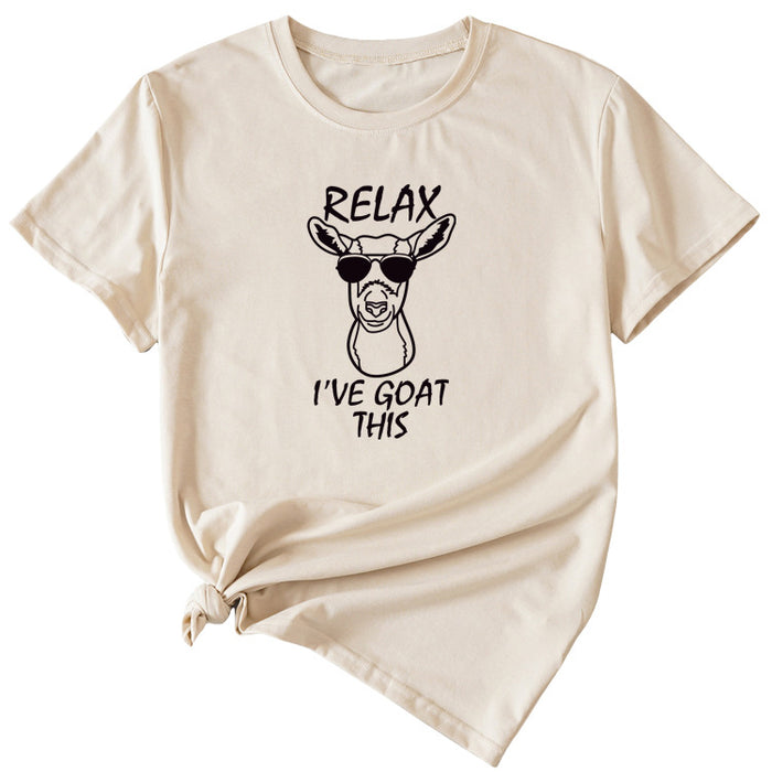 Sand Large Women's T-Shirt RELAX I'VE GOAT Short Sleeve