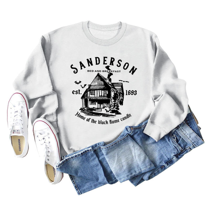 SANDERSON BED Letters Round Neck Bottoming Long-sleeved Women's Sweatshirt