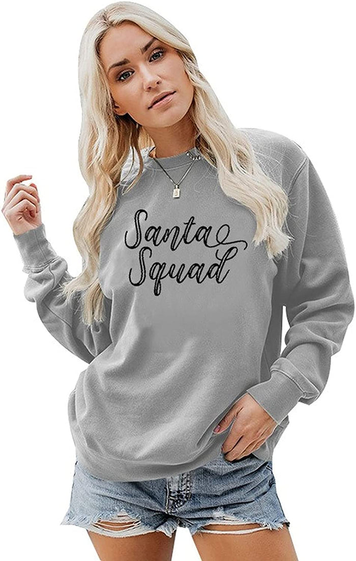 Santa Squad Sweatshirt for Women Funny Shirt