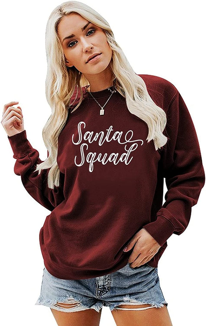 Santa Squad Sweatshirt for Women Funny Shirt