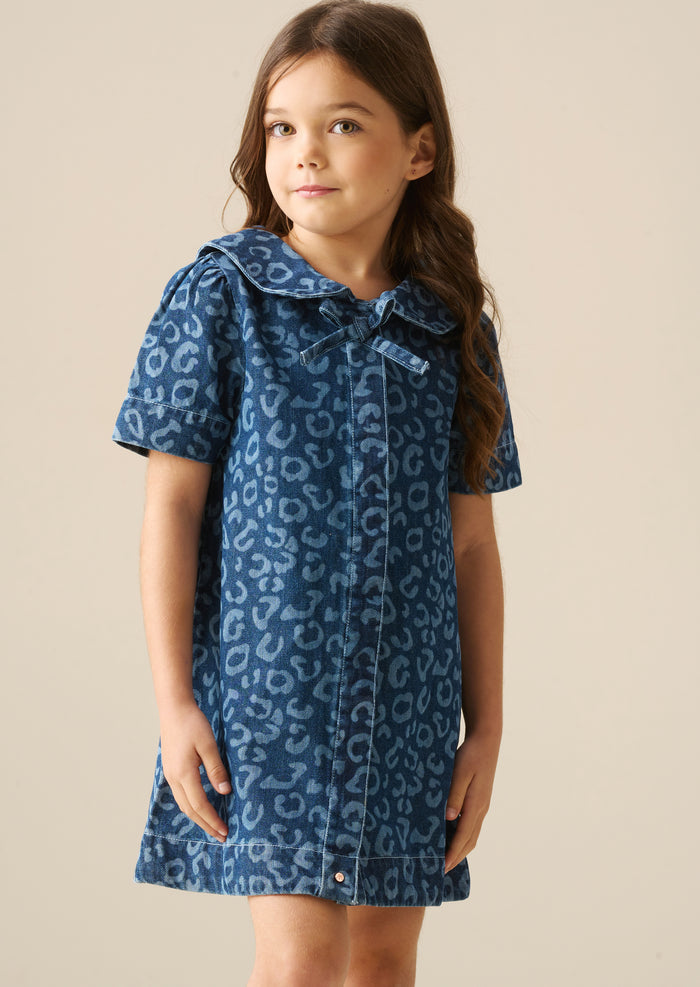 Saoirse Leopard Denim Collared Dress