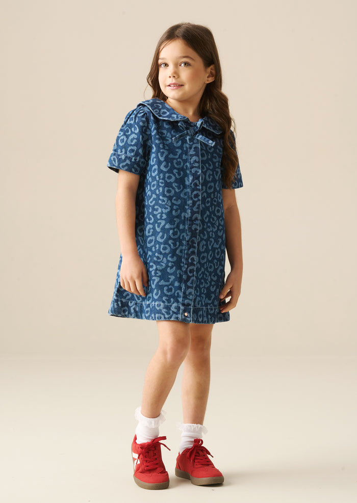 Saoirse Leopard Denim Collared Dress