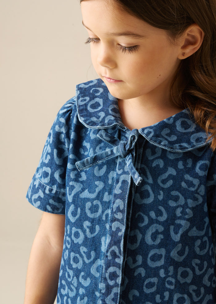 Saoirse Leopard Denim Collared Dress