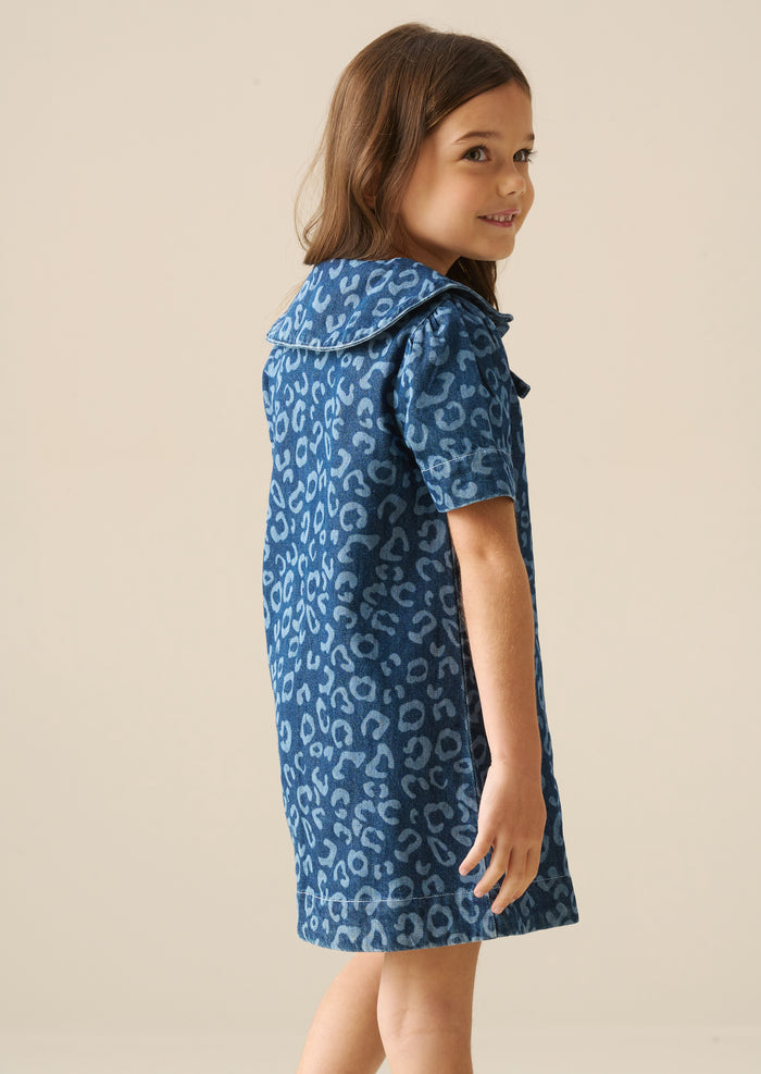 Saoirse Leopard Denim Collared Dress