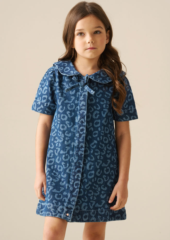 Saoirse Leopard Denim Collared Dress