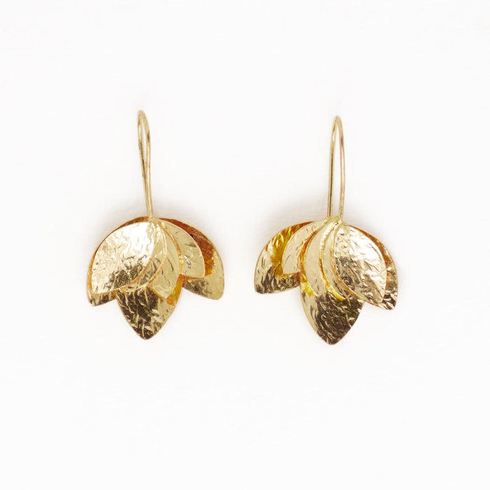 Sasha Layered Flower Threader Earrings Brass Threader