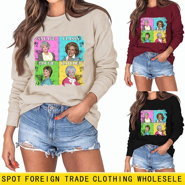 Savage Classy Bougie Loose Oversize Long-sleeved Printed Sweatshirt