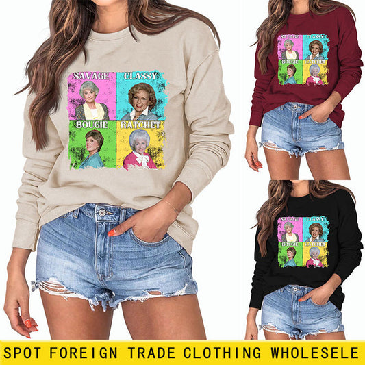 Savage Classy Bougie Loose Oversize Long-sleeved Printed Sweatshirt