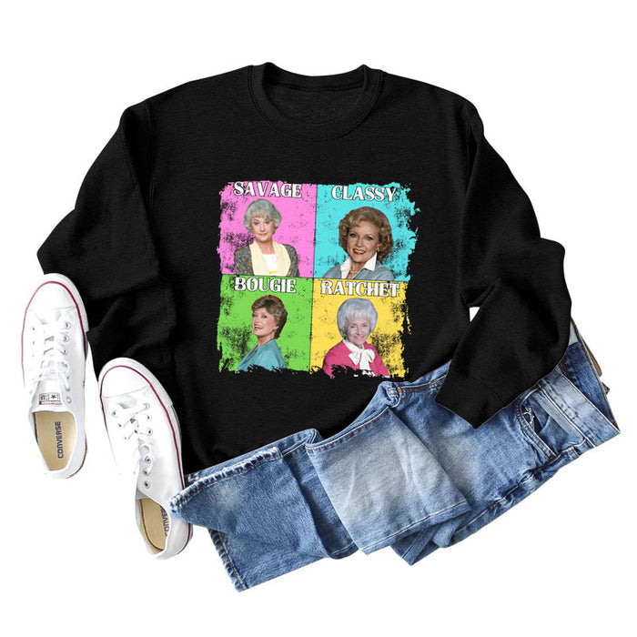 Savage Classy Bougie Loose Oversize Long-sleeved Printed Sweatshirt
