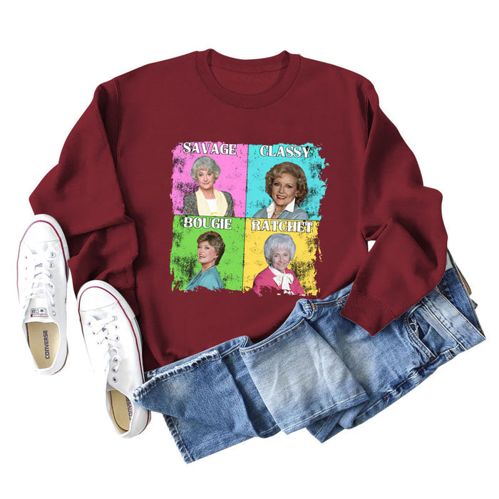 Savage Classy Bougie Loose Oversize Long-sleeved Printed Sweatshirt