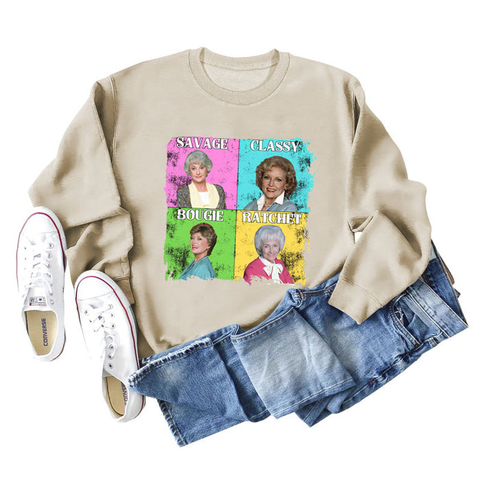 Savage Classy Bougie Loose Oversize Long-sleeved Printed Sweatshirt