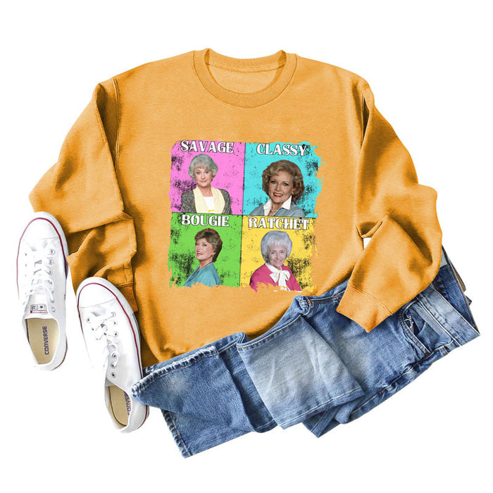 Savage Classy Bougie Loose Oversize Long-sleeved Printed Sweatshirt
