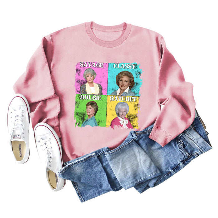 Savage Classy Bougie Loose Oversize Long-sleeved Printed Sweatshirt