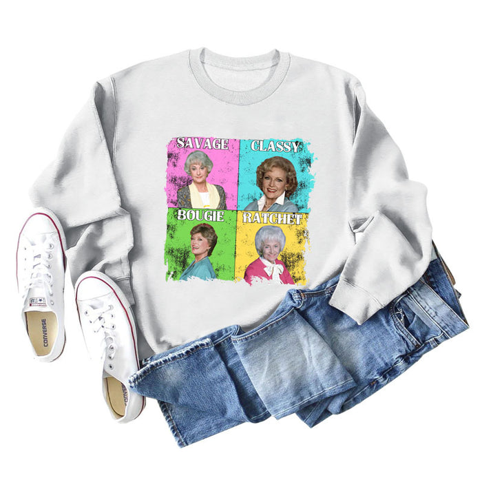 Savage Classy Bougie Loose Oversize Long-sleeved Printed Sweatshirt