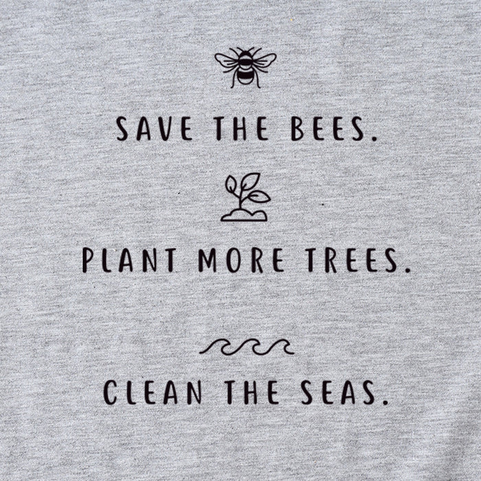 SAVE tHE BEES PLANt Letter Casual Round Neck Short Sleeve Women's t-ShirT-Shirt