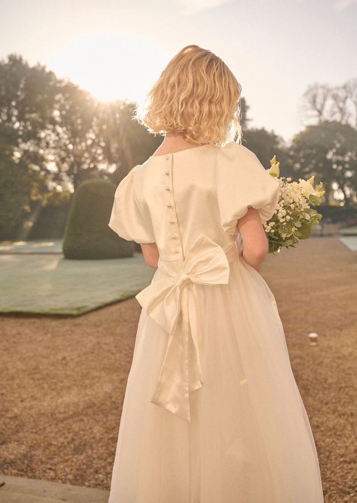 Selene Tulle Dress with Ivory Sash