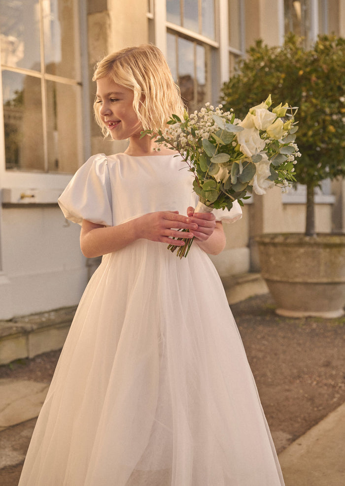 Selene Tulle Dress with Ivory Sash