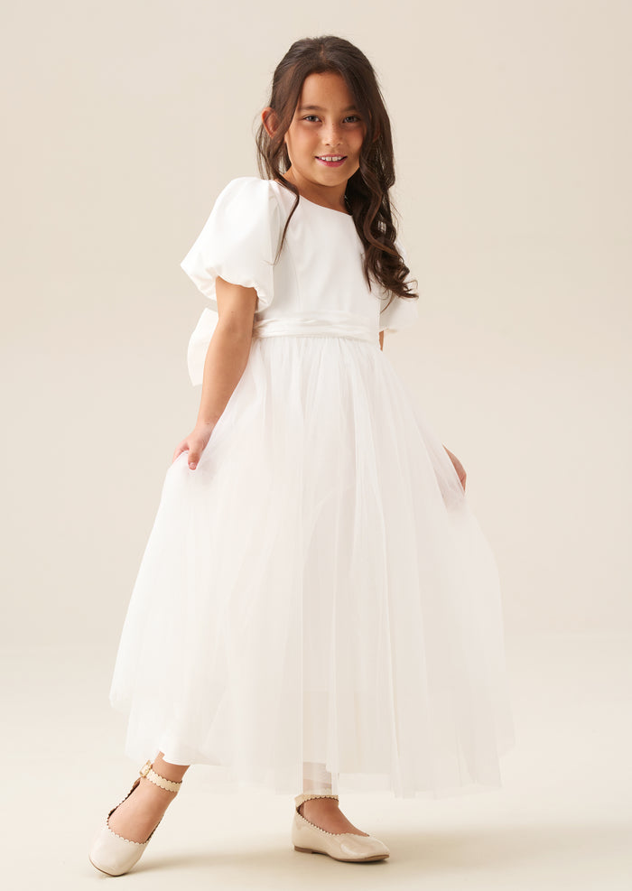 Selene Tulle Dress with Ivory Sash