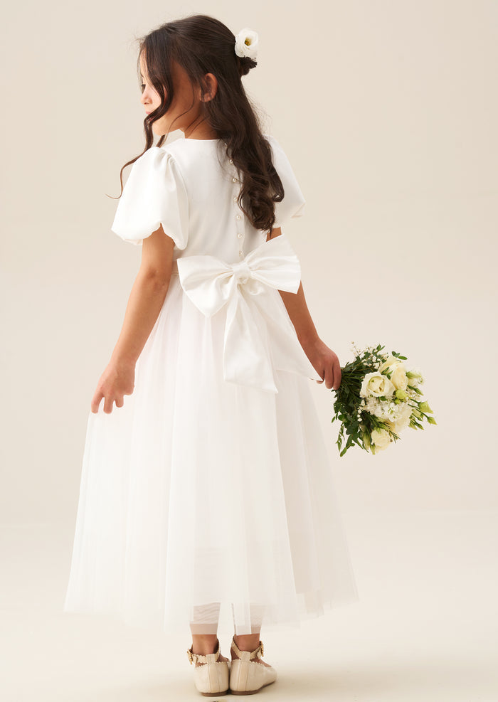 Selene Tulle Dress with Ivory Sash