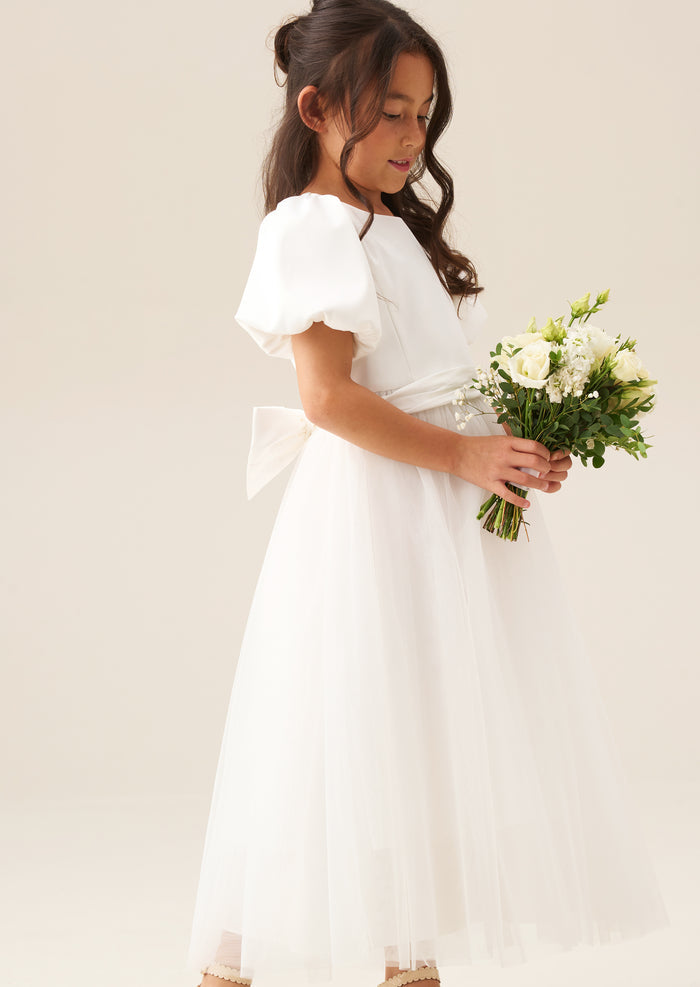 Selene Tulle Dress with Ivory Sash