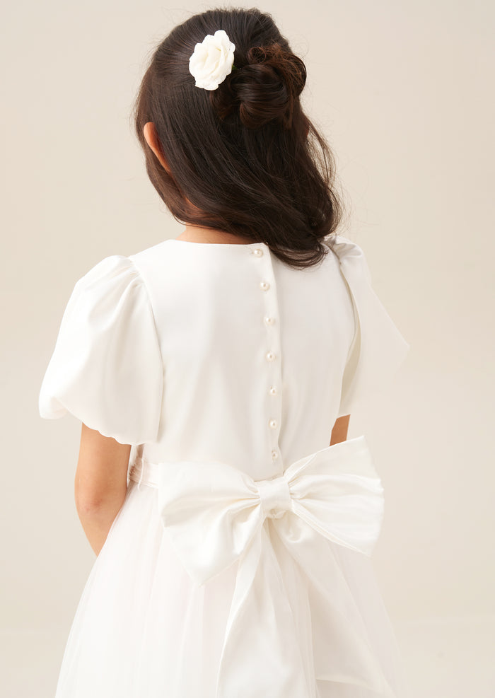Selene Tulle Dress with Ivory Sash