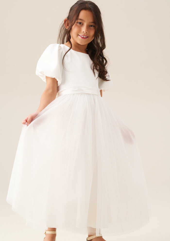 Selene Tulle Dress with Ivory Sash