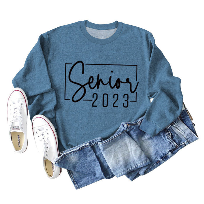 Blue sweater (black font) / S