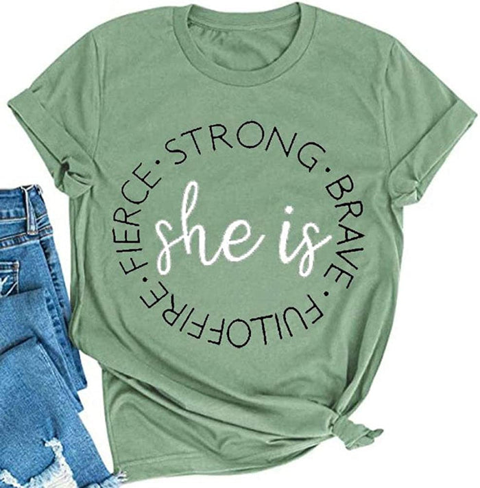 She is Fierce Strong Brave FULLOFFIRE T-Shirt Inspirational Shirt