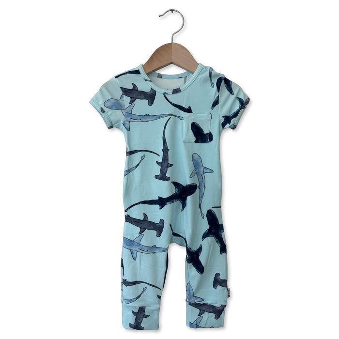 Shiver Me Shark Short Long Romper Luxe Edition | Cotton Bamboo Blend