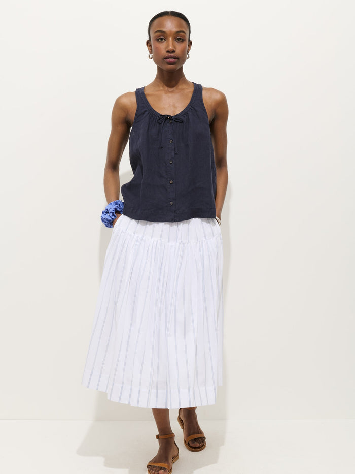 Sidney Tank in Linen - Dark Navy