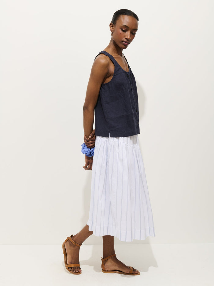 Sidney Tank in Linen - Dark Navy