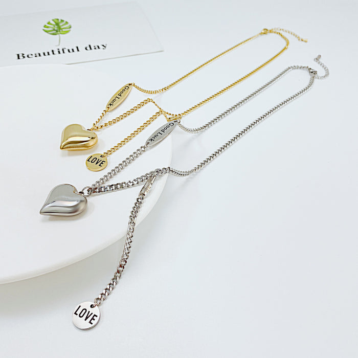 Simple and Versatile Personalised Love Chain Tassel Necklace In Titanium Steel