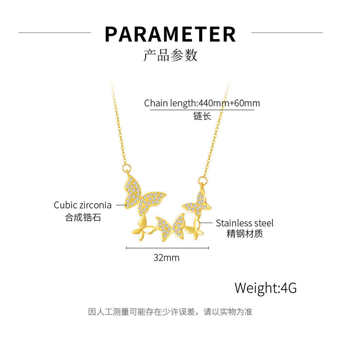 Simple and Versatile with The Same Stainless Steel Butterfly Pendant Titanium Steel Women's Collarbone Chain