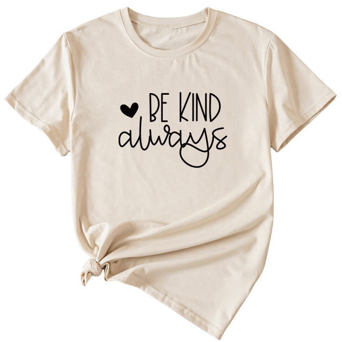 Simple English Letters Be Kind Always Womens T-shirt with Short Sleeves