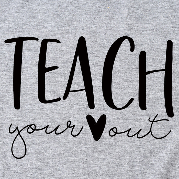 Simple Letter Teach Woman Summer New Casual Short Sleeve T-shirt