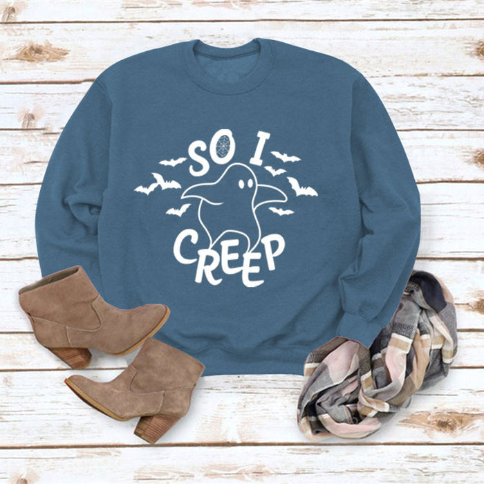 Blue sweater (white font) / S