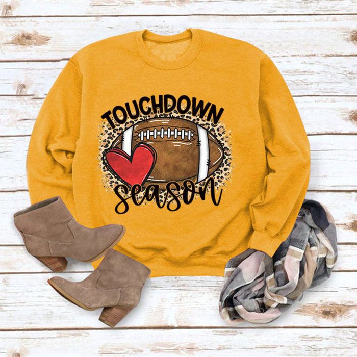 Simple pullover round neck shirt touchdown printed loose sweater foreign trade