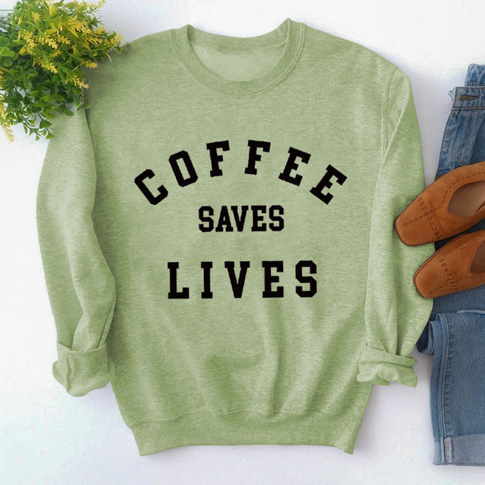 Olive green sweater (black font) / S