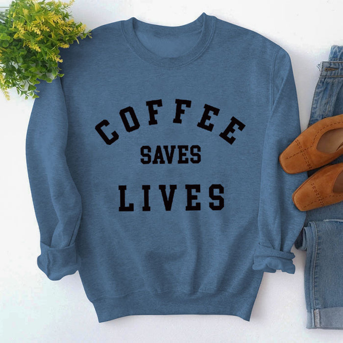 Blue sweater (black font) / S