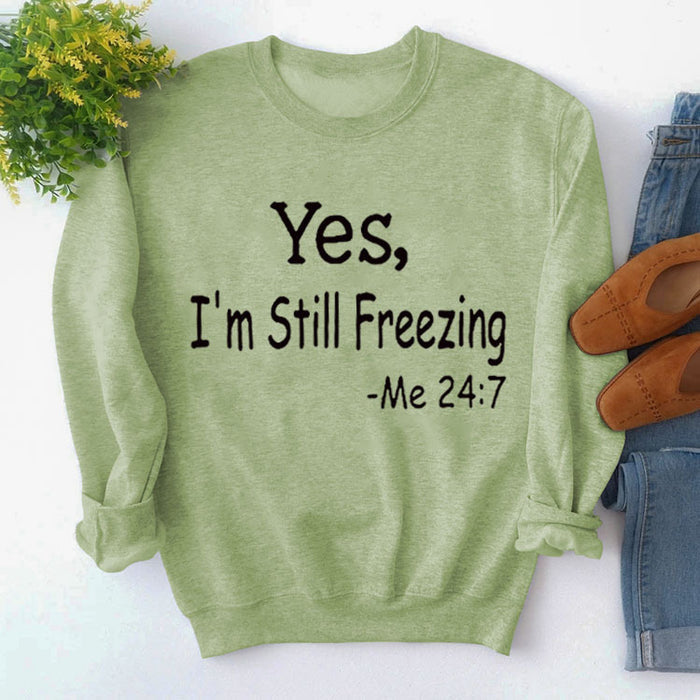 Olive green sweater (black font) / S