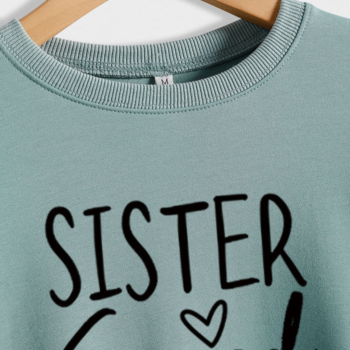 Sister Squad Love Bottom, Loose Crewneck, Long Sleeves, Large Size Sweatshirt Woman