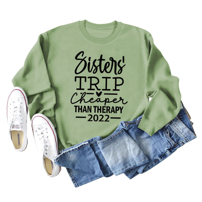 Olive green sweater (black font) / S