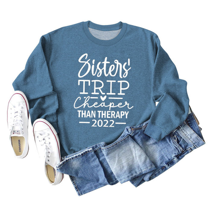 Blue sweater (white font) / S
