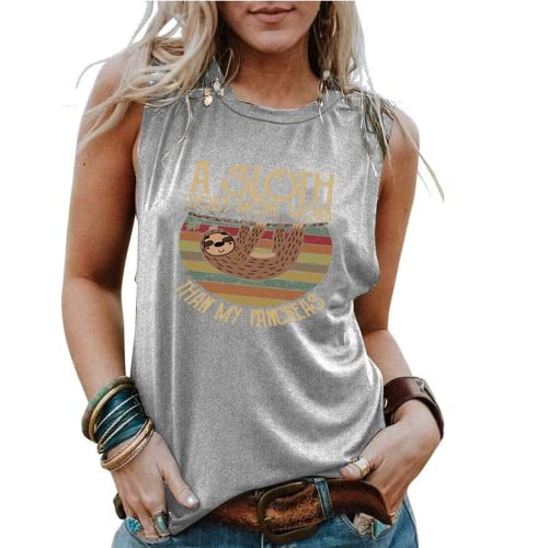 Sloth Cute Tank Tops Women A Sloth Does More Work Than My Pancreas Graphic T-Shirt